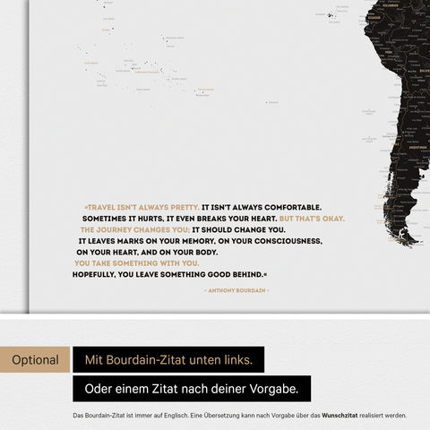 Weltkarte ANTARCTICA® Magnetboard – Light Black