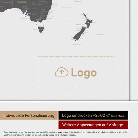 Weltkarte ANTARCTICA® Magnetboard – Light Gray