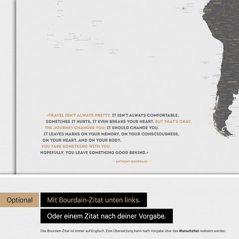 Weltkarte ANTARCTICA® Magnetboard – Light Gray