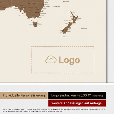 Weltkarte ANTARCTICA® Magnetboard – Multicolor Braun