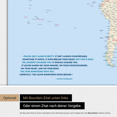 Weltkarte ANTARCTICA® Magnetboard – Multicolor Classic