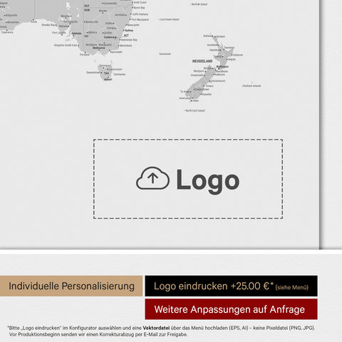 Weltkarte ANTARCTICA® Magnetboard – Multicolor Gray