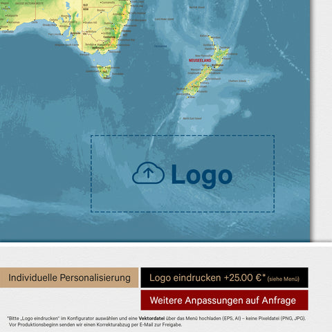 Topografische Weltkarte ANTARCTICA® Magnetboard – Multicolor Topo