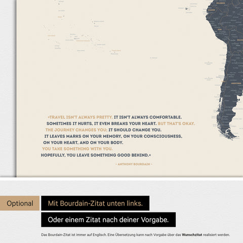 Weltkarte ANTARCTICA® Magnetboard – Navy Light