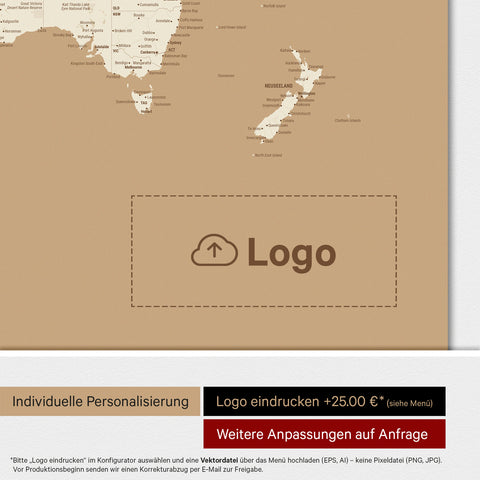 Weltkarte ANTARCTICA® Magnetboard – Treasure Gold