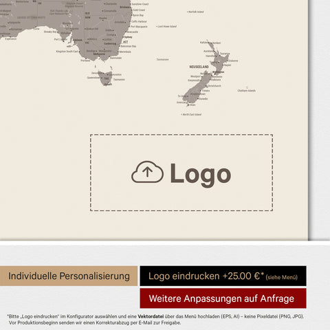 Weltkarte ANTARCTICA® Magnetboard – Warmgray