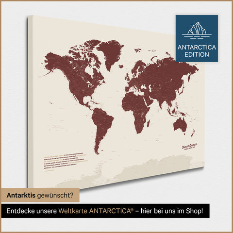 Design Push Pin World Map TRAVEL® – Bordeaux Red