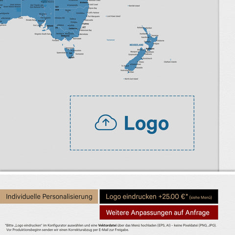 Push Pin World Map ANTARCTICA® – Ocean Blue