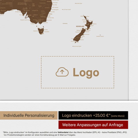 Push Pin World Map ANTARCTICA® – Brown