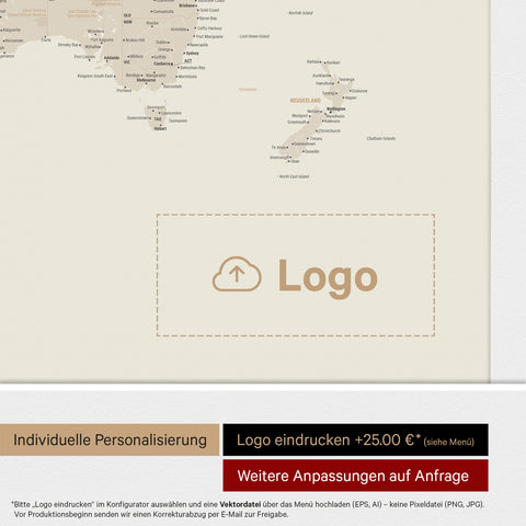 Push Pin World Map ANTARCTICA® – Gold