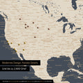 Detail of a world map in Hale Navy (dark blue gold) showing details from the USA and Canada