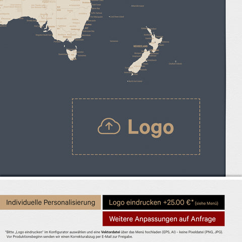 Push Pin World Map ANTARCTICA® – Hale Navy (Dark Blue-Gold)