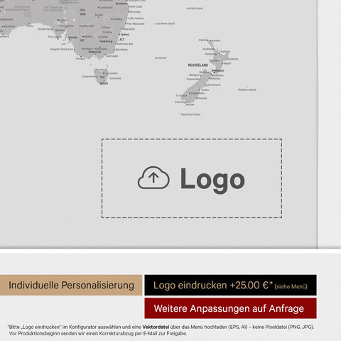 Push Pin World Map ANTARCTICA® – Coolgray (Light Gray)