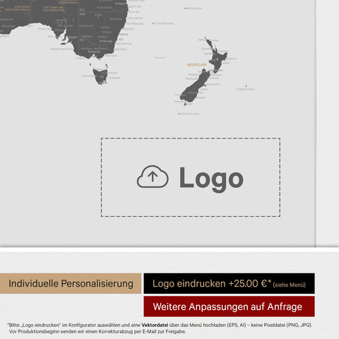 Push Pin World Map ANTARCTICA® – Light Gray