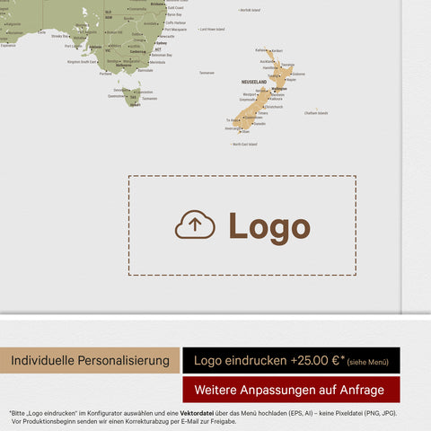 Push Pin World Map ANTARCTICA® – Multicolor Sienna
