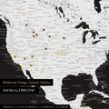 Detail of a black and white world map showing details from the USA and Canada