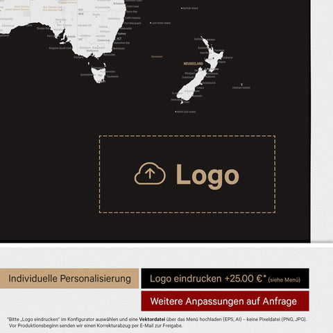 Push Pin World Map ANTARCTICA® – Dark Black (Black-White)