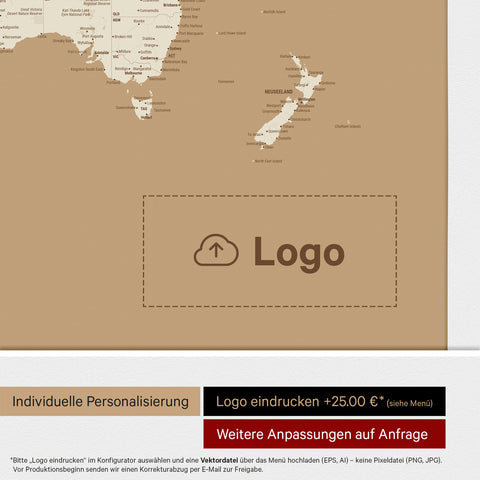 Push Pin World Map ANTARCTICA® – Treasure Gold