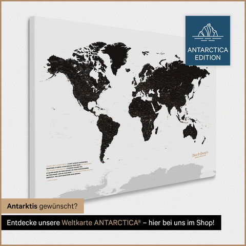 Design Push Pin World Map TRAVEL® – Light Black (White Black)