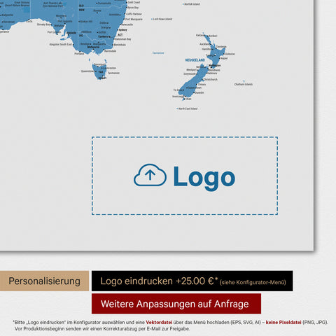 World Map TRAVEL® Premium Poster – Ocean Blue