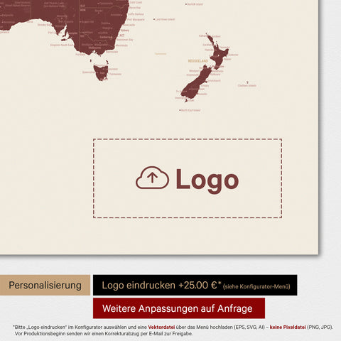 World Map TRAVEL® Premium Poster – Bordeaux Red