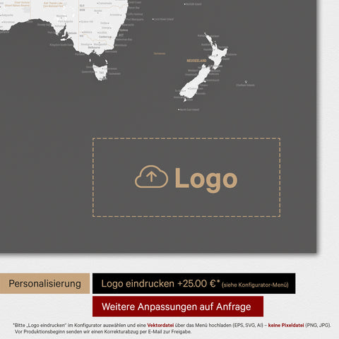 World Map TRAVEL® Premium Poster – Dark Gray