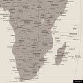 Weltkarte in der Equal-Earth-Projektion, Farbe Warmgray (Braun-Grau), zeigt einen Ausschnitt von Afrika in seinen korrekten Größenverhältnissen und Proportionen