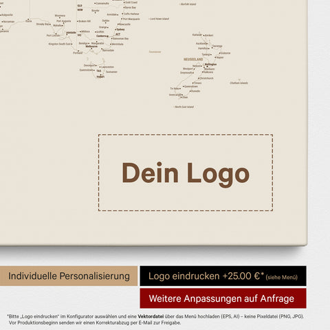 Mapa świata z pinezkami FINELINE® – Desert Sand