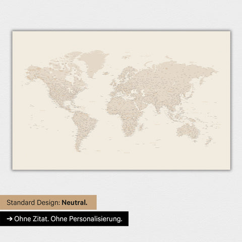 World map in neutral standard design and color Gold color