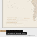 World map in gold color with a printed quote from Anthony Bourdain, which can be replaced with any other quote during personalization