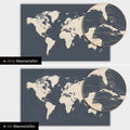 World map in color Hale Navy (gold-dark blue) with two-dimensional sea depths
