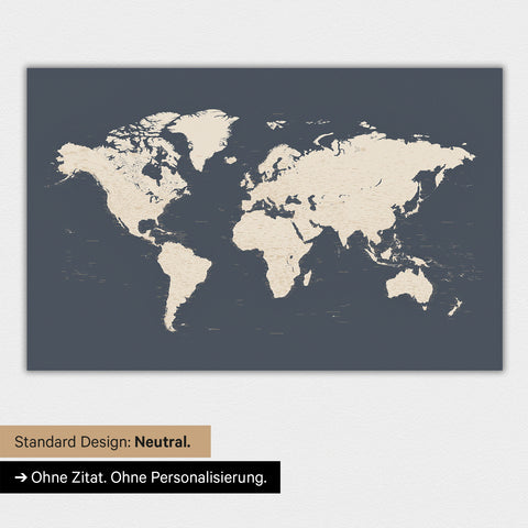 World map in neutral standard design and color Hale Navy (gold-dark blue)