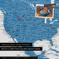 Detailed push pin world map in Blue for marking up to 2,600 travel destinations in the USA, Canada and Mexico, ideal for visual representation of past trips and future travel plans