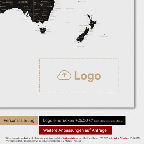 Mapa świata TRAVEL® Premium plakat – Jasna czerń