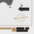 Alternative design for personalization with your name on a world map in Light Gray color