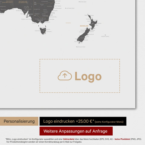 World Map TRAVEL® Premium Poster – Light Gray (White Gray)