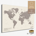 Magnetische Weltkarte in Warmgray (Braun-Grau) als Magnetboard zum Pinnen und Markieren von Reisezielen kaufen