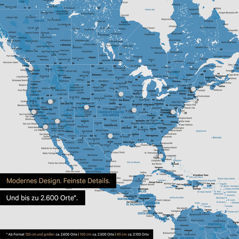 Pinning travel destinations on a magnetic world map as a blue magnet poster