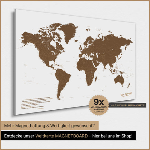 World Map TRAVEL® Magnetic Poster – Brown
