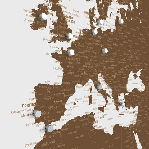 World Map TRAVEL® Magnetic Poster – Brown