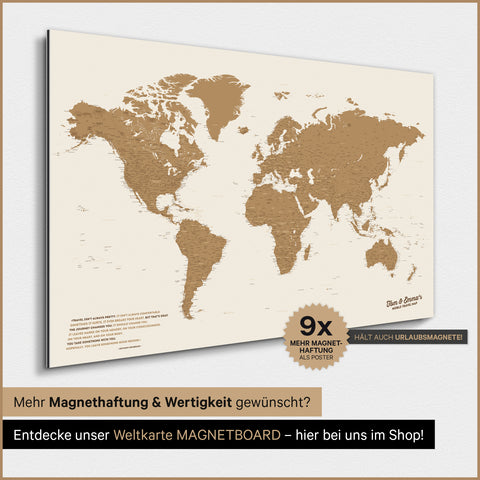 World Map TRAVEL® Magnetic Poster – Bronze