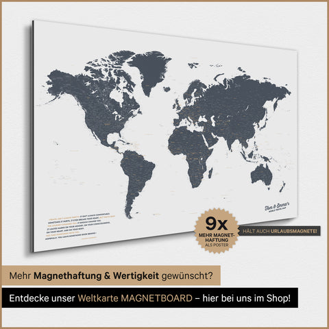 World Map TRAVEL® Magnetic Poster – Denim Blue