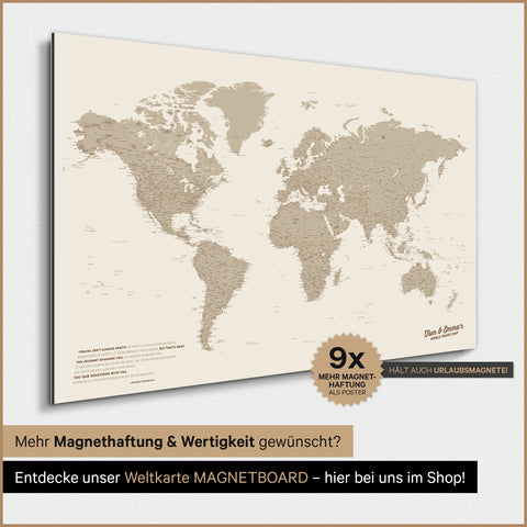 Mapa świata TRAVEL® Plakat magnetyczny – Desert Sand (Beige)