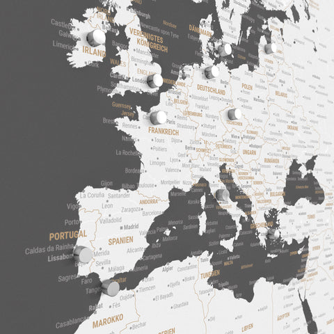 World Map TRAVEL® Magnetic Poster – Dark Gray