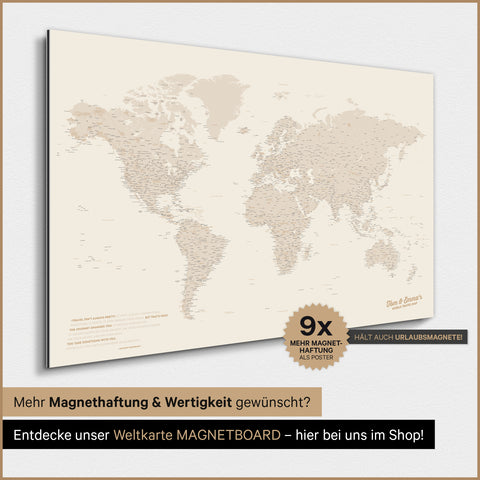 World Map TRAVEL® Magnetic Poster – Gold