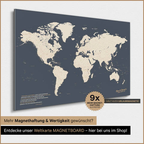 Mapa świata TRAVEL® Plakat magnetyczny – Hale Navy (Ciemnoniebiesko-złoty)
