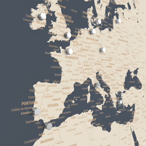 Mapa świata TRAVEL® Plakat magnetyczny – Hale Navy (Ciemnoniebiesko-złoty)