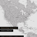 Pinning travel destinations on a magnetic world map as a magnet poster in light gray
