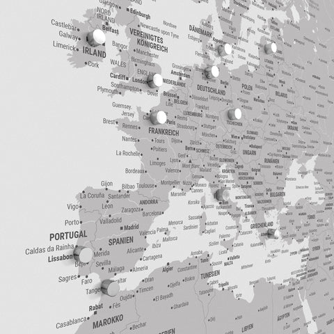 World Map TRAVEL® Magnetic Poster – Coolgray (Light Gray)