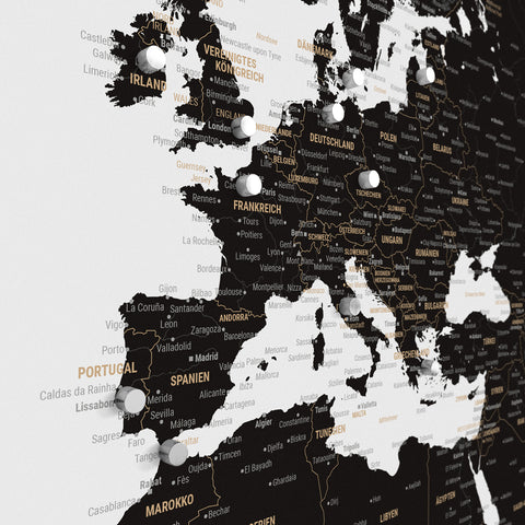World Map TRAVEL® Magnetic Poster – Light Black (White Black)